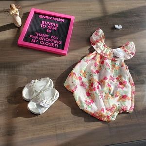 NWOT 9-12 M formal sun suit, Emporia Baby by Weeplay, Ruffle Collar with flower